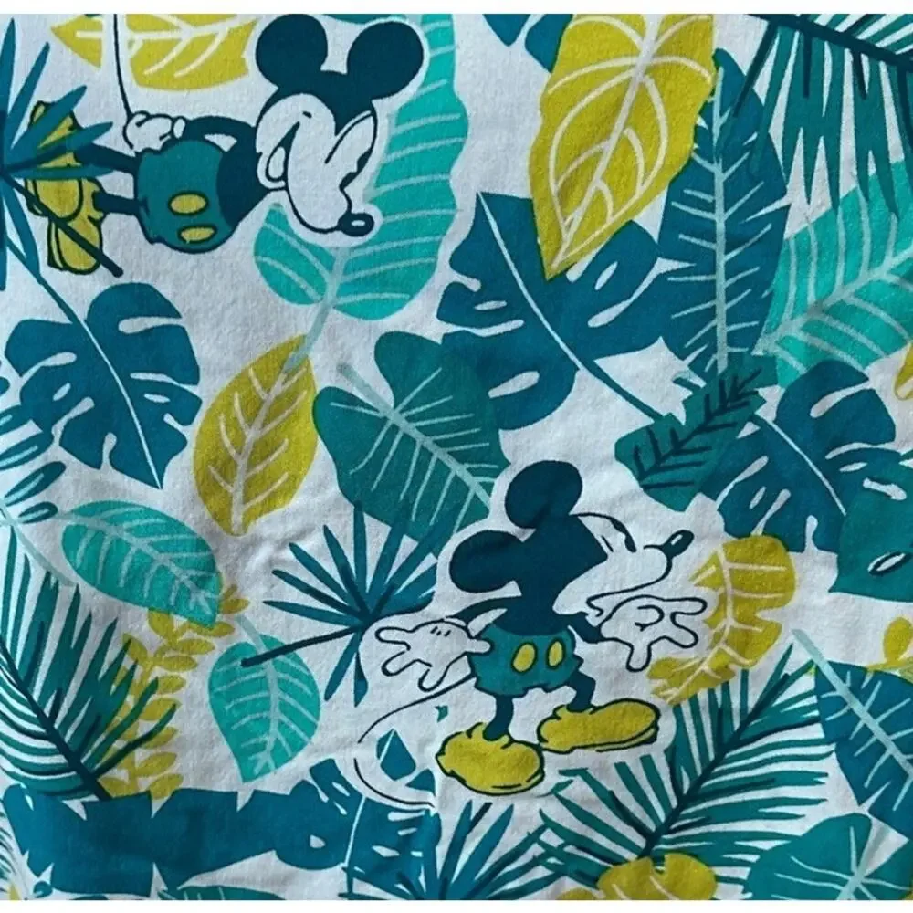 Hawaiian Mickey Mouse Tropical Shirt Button Down Crop Top One Size Oversized - Picture 2 of 6